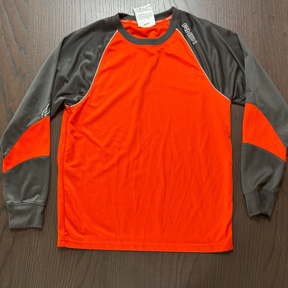Youth Large (10/12) Orange and Gray Long Sleeve Shirt
